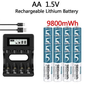 Батарейка типа АА 1,5 В, полимерная литий-ионная аккумуляторная батарея типа АА для дистанционного управления, мышь, вентилятор, Электрическая игрушка с USB-зарядным устройством