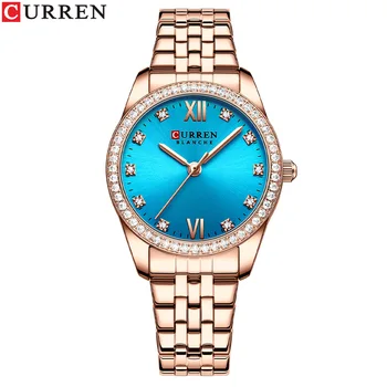 Женские часы Curren Diamond, элитный бренд, Элегантные Женские часы со стразами, Часы из розового золота, наручные часы для женщин Relogio Femini