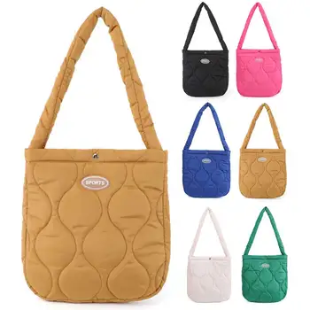 Женская сумка с верхней ручкой, большая вместительная стеганая сумка-хобо, мягкая набивная сумка, однотонная, легкая для покупок, путешествий
