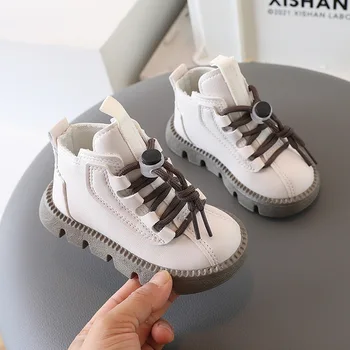Ботинки для мальчиков, детские ботильоны 2023, осень-зима, совершенно новые модные ботинки для малышей, для маленьких мальчиков и девочек, мягкая резина на шнуровке