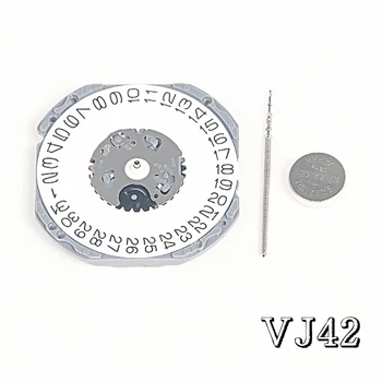 Кварцевый механизм VJ42B, часы с датой в 3/6 часов, единый календарь с батареей для ремонта VJ42 в 3 руки