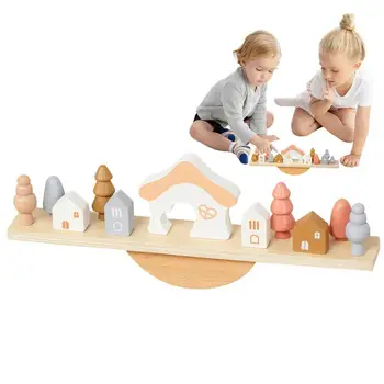 Наборы блоков для укладки игрушек Качели Деревянная игрушка для дошкольного учреждения с балансирами Монтессори Игра для снятия стресса Безопасное домашнее обучение