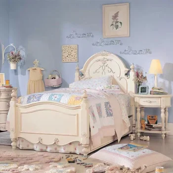 Мебель для спальни кровать из массива дерева во французском кремовом стиле детская кровать кровать принцессы для девочек кровать для хранения вещей для предотвращения чрезмерного шума