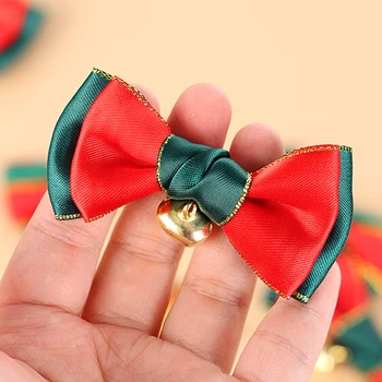 10шт рождественских галстуков-бабочек с мини-колокольчиками, украшение для Рождественской елки, Модные праздничные украшения для вечеринок, Подвесные украшения DIY Craft