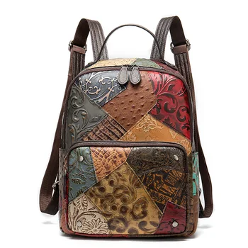 Модный женский рюкзак из натуральной кожи, рюкзаки для девочек-подростков, сумка через плечо, повседневная женская сумка из натуральной коровьей кожи с гравировкой