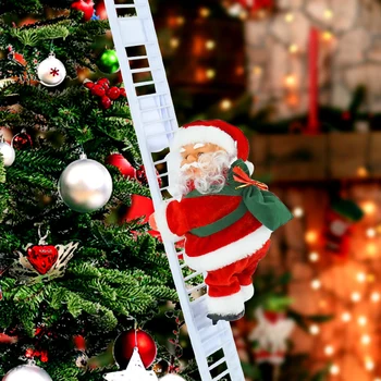 Детская электрическая лестница для лазания, Плюшевая кукла Санта-Клаус, рождественские украшения, украшения для Рождественской елки, креативные музыкальные игрушки, подвесной декор