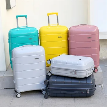 Дорожный чемодан из полипропиленового материала, Экспортный Универсальный багаж на колесах, комплект из 3 предметов, дорожная сумка на колесах, чемодан на колесах Большой емкости, трансграничный