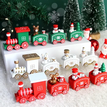 Рождественский орнамент на деревянном поезде Веселое Рождественское украшение для домашнего стола 2023 Рождественские Подарки Noel Natal Navidad С Новым Годом