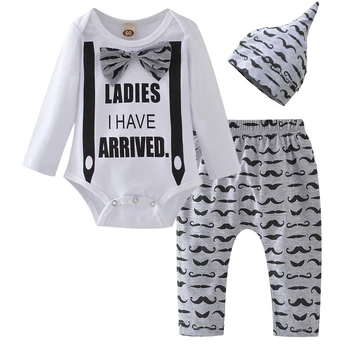 Детская одежда, 3 шт., одежда для новорожденных мальчиков, женские топы с надписью 