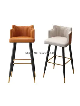 Барный стул, современный простой стульчик для кормления, легкий роскошный бытовой кожаный железный табурет, барный стул из нержавеющей стали, барный стул