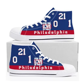 Philadelphia Number 21 1 0 For the Love of Philly Высокие кроссовки Мужские женские парусиновые кроссовки для подростков Повседневная обувь на заказ