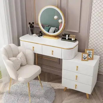 Мебель для гримерного столика Туалетный столик в скандинавском стиле со светлым зеркалом Комоды для спальни Мебель Современный туалетный столик