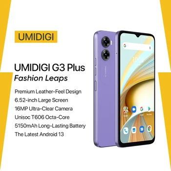 Смартфон UMIDIGI G3 PLUS, Android 13, Unisoc T606, 4 ГБ + 128 ГБ, камера 16 Мп, аккумулятор 5150 мАч, Мобильные телефоны с двумя SIM-картами 4G