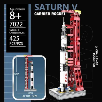 Техническая модель запуска шаттла Saturn V Rocket City, космическая станция, Строительные блоки, кирпичи, Исследование спутника, Детские игрушки