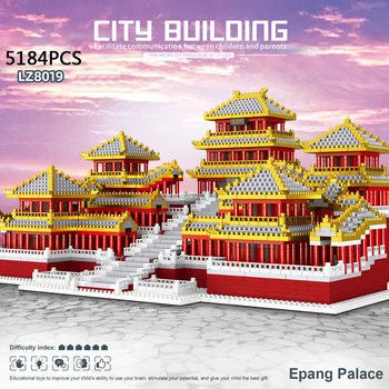 Нанобрик Архитектура китайской исторической цивилизации Микроблок Snow Epang Palace Модель Сборки Коллекции кирпичных игрушек в подарок