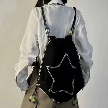 Y2K Женский повседневный рюкзак-книжка Kawaii, черные сумки через плечо, сумка через плечо для отдыха, детская дорожная сумка для девочек, женская студенческая школьная сумка