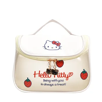 Женская матовая косметичка Hello Kitty с героями мультфильмов для девочек, водонепроницаемая портативная сумка для хранения туалетных принадлежностей большой емкости на молнии