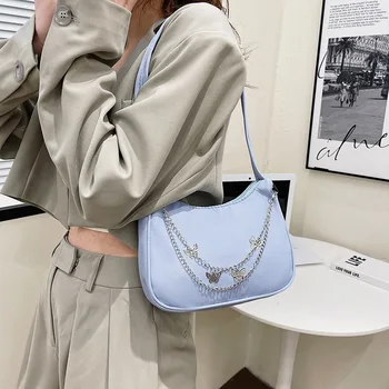 Новая роскошная дизайнерская женская сумка 2023 года, трендовая сумка подмышками, яркого цвета, с бабочкой на цепочке, женская сумка через плечо