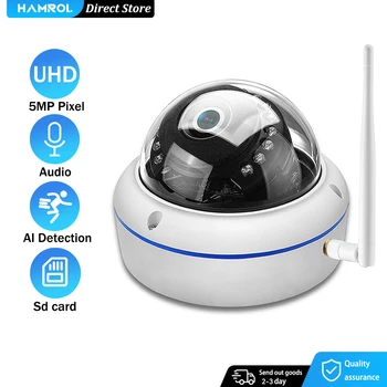 Камера Hamrol HD 5MP Wifi, беспроводная /проводная аудиозапись, камера оповещения по электронной почте iCSee Cloud, водонепроницаемая наружная камера