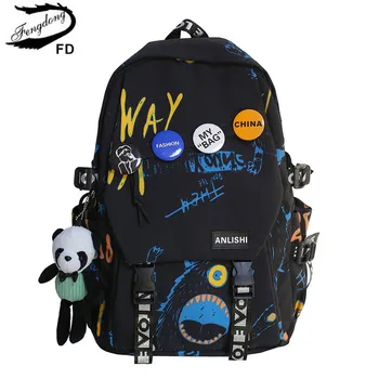 Школьный рюкзак Fengdong для младших классов средней школы с рисунком граффити, школьные сумки middel для мальчиков и девочек, классный рюкзак, сумка для книг большой емкости