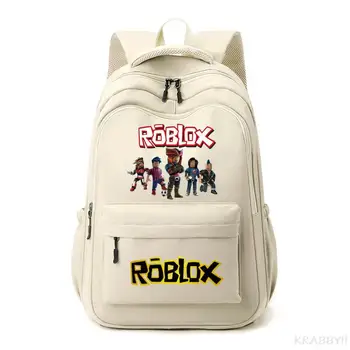 Рюкзак ROBLOX Повседневный Простой Оксфорд Для мальчиков и девочек Школьные сумки с карманами для младших школьников Подростков Дорожные сумки