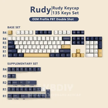 KBDiy GMK Rudy Clone Keycap OEM Профиль PBT Keycaps Черный Серый 135 Клавишных Колпачков Набор для Механической Игровой Клавиатуры MX Switch Custom