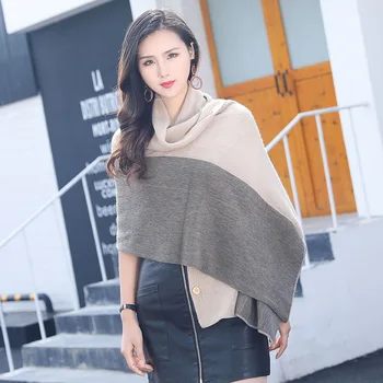 Осенне-зимняя женская теплая утолщенная шаль, похожая на кашемир, шерстяной шарф двойного назначения, длинный плащ, пальто Оптом