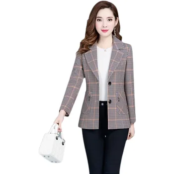 Новая весенне-осенняя корейская версия 2022 года, женское красивое пальто, модная Повседневная Женская Рабочая одежда, куртка, Женский клетчатый костюм, куртка