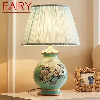 Сказочная Керамическая настольная лампа LED Роскошные Современные Настольные светильники с креативным цветочным рисунком для дома, гостиной, Прикроватной тумбочки в спальне