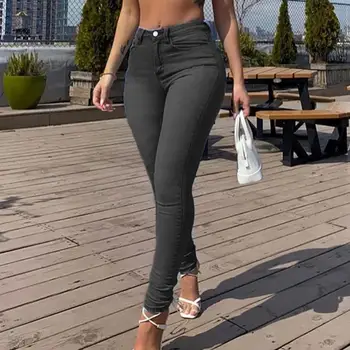 Женские джинсы-скинни с высокой талией, женские брюки-пуш-ап, уличные эластичные брюки-карандаш