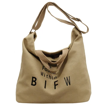 Женская модная сумочка через плечо, универсальная холщовая сумка-мессенджер, регулируемый ремень большой емкости, простая дорожная сумка с напуском.