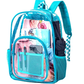 Прозрачный рюкзак для тяжелых условий эксплуатации, прозрачная сумка для книг -масляно-синий