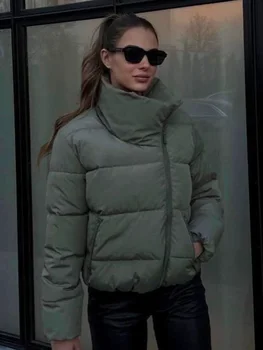 Женские куртки Jyate с воротником-стойкой, однотонные, на молнии, хлопковое пальто с защитой от ветра и холода, женская зимняя короткая куртка
