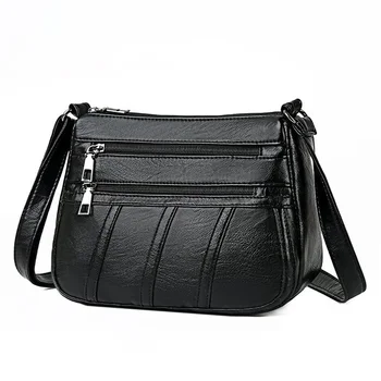 Новая повседневная сумка, женские сумки через плечо из мягкой искусственной кожи, высококачественная сумка-мессенджер с несколькими карманами, черная женская деловая сумка через плечо