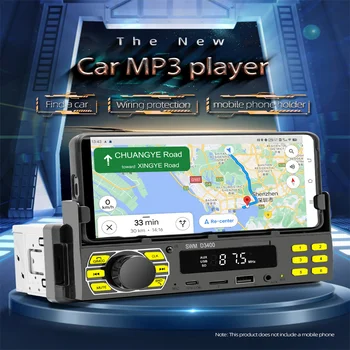 Автомобильное Радио Bluetooth 1 Din MP3-плеер Громкой Связи A2DP Type C USB TF Aux APP Удаленный Держатель Сотового Телефона Аудиосистема Головное Устройство D3400