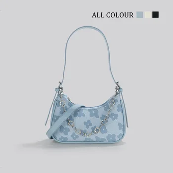 Брендовая Дизайнерская Женская сумка через плечо из искусственной кожи с цветочным принтом, простая сумка через плечо на цепочке, Маленькая сумка-бродяга