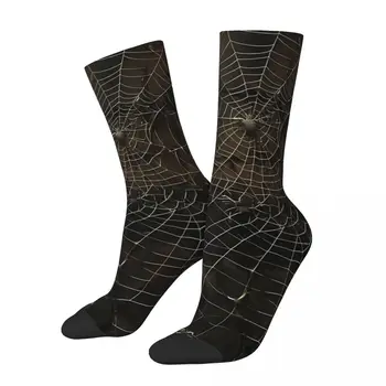Забавный счастливый носок для мужчин на Хэллоуин, паутина, хип-хоп, дышащий круглый носок с принтом, бесшовный подарок
