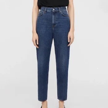 Осенние женские брюки 2023 года из денима с высокой талией, повседневные зауженные джинсы