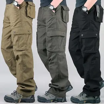 Мужские брюки-карго, мужские повседневные военные тактические брюки с множеством карманов, мужская верхняя одежда, прямые брюки, длинные брюки, большие размеры 42 44