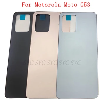 Крышка батарейного отсека, задняя дверца, корпус для Motorola Moto G53, задняя крышка с логотипом, запасные части