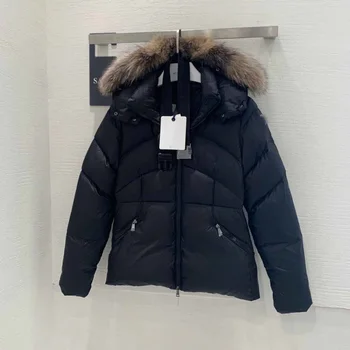 2023 зимняя женская куртка утолщенный теплый траф женский пуховик парка y2k одежда новая мода натуральный меховой воротник пальто с капюшоном бюстгальтер