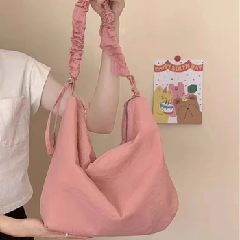 Женские сумки через плечо с плиссированным ремешком большой емкости, модный дизайн, женская сумка подмышками, простые сумки для студенток, сумка-тоут, кошелек