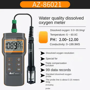 AZ86021 детектор растворенного кислорода Высокоточный тестер содержания кислорода в аквакультуре Многофункциональный измеритель pH