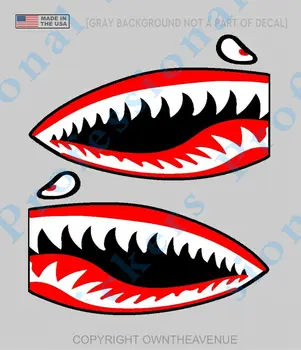 Персонализированные виниловые наклейки Flying Tigers Shark Teeth Warhawk WW2 Hot Rod для автомобилей Выберите размер Водонепроницаемый винил
