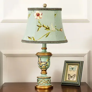 Американская настольная лампа Прикроватная лампа для гостиной, спальни, Креативная Ретро Простая и теплая ткань для кабинета, Европейская настольная лампа