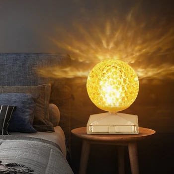 Современная креативная светодиодная настольная лампа с хрустальным шаром, заряжающая атмосферу проекции Луны, Прикроватный ночник для спальни
