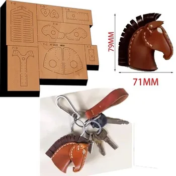 Брелок для ключей в виде головы лошади, режущий нож с лезвием из японской стали - инструмент для перфорации кожи своими руками для штампов из стали
