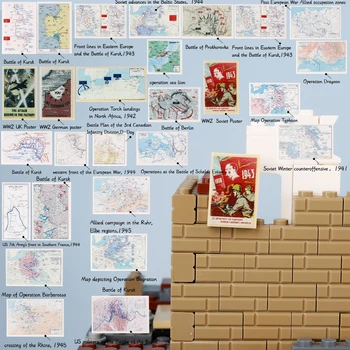 Карта Европейской кампании Второй мировой войны, Набор печатных плиток, Солдатские Аксессуары, Плакат о войне на Западном фронте, Битва при Дюнкерке, Кирпичи, Игрушки