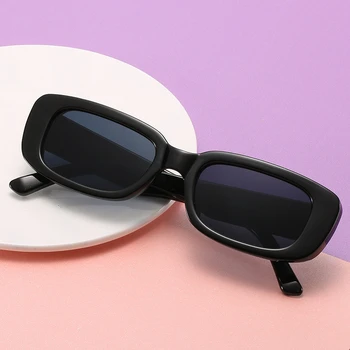Винтажные Черные Квадратные солнцезащитные очки, женские солнцезащитные очки класса люкс, Маленькие прямоугольные солнцезащитные очки, женские Градиентные Прозрачные зеркальные очки Oculos De Sol