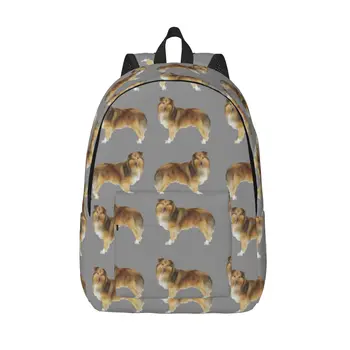 Шотландская овчарка Классический базовый школьный рюкзак из холста, повседневный рюкзак, офисный рюкзак для мужчин и женщин